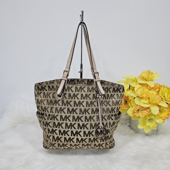 Michael kors tote purse tan and brown - Picture 1 of 16